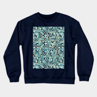 Moody Moroccan Blues Gilded Tile Patchwork Crewneck Sweatshirt